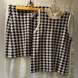 Houndstooth Sleeveless Top and Matching Skirt